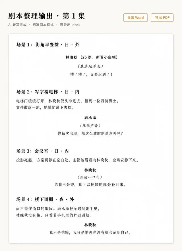 视频转剧本 · 剧本整理